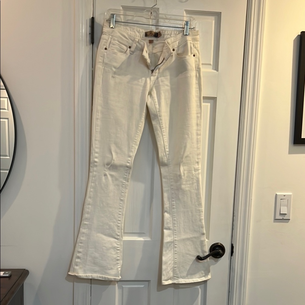 PAIGE Cream Flare Wide Leg Jeans